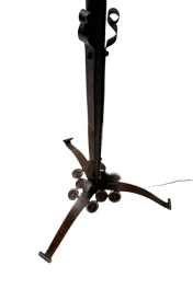 Art Deco Patinated Wrought Iron Floor Lamp, 1930s